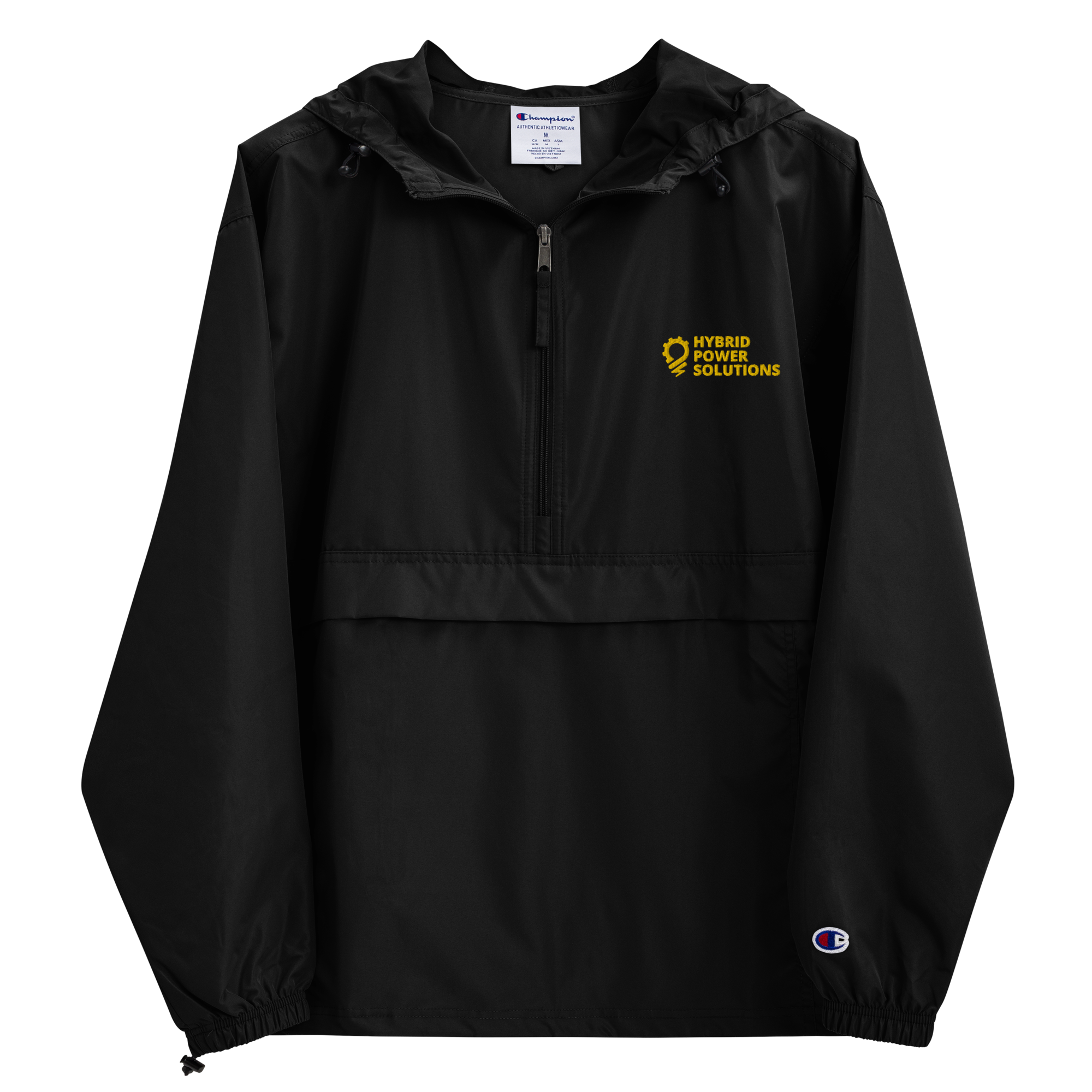 Weatherproof Pullover Jacket Unisex Black Hybrid Power Solutions